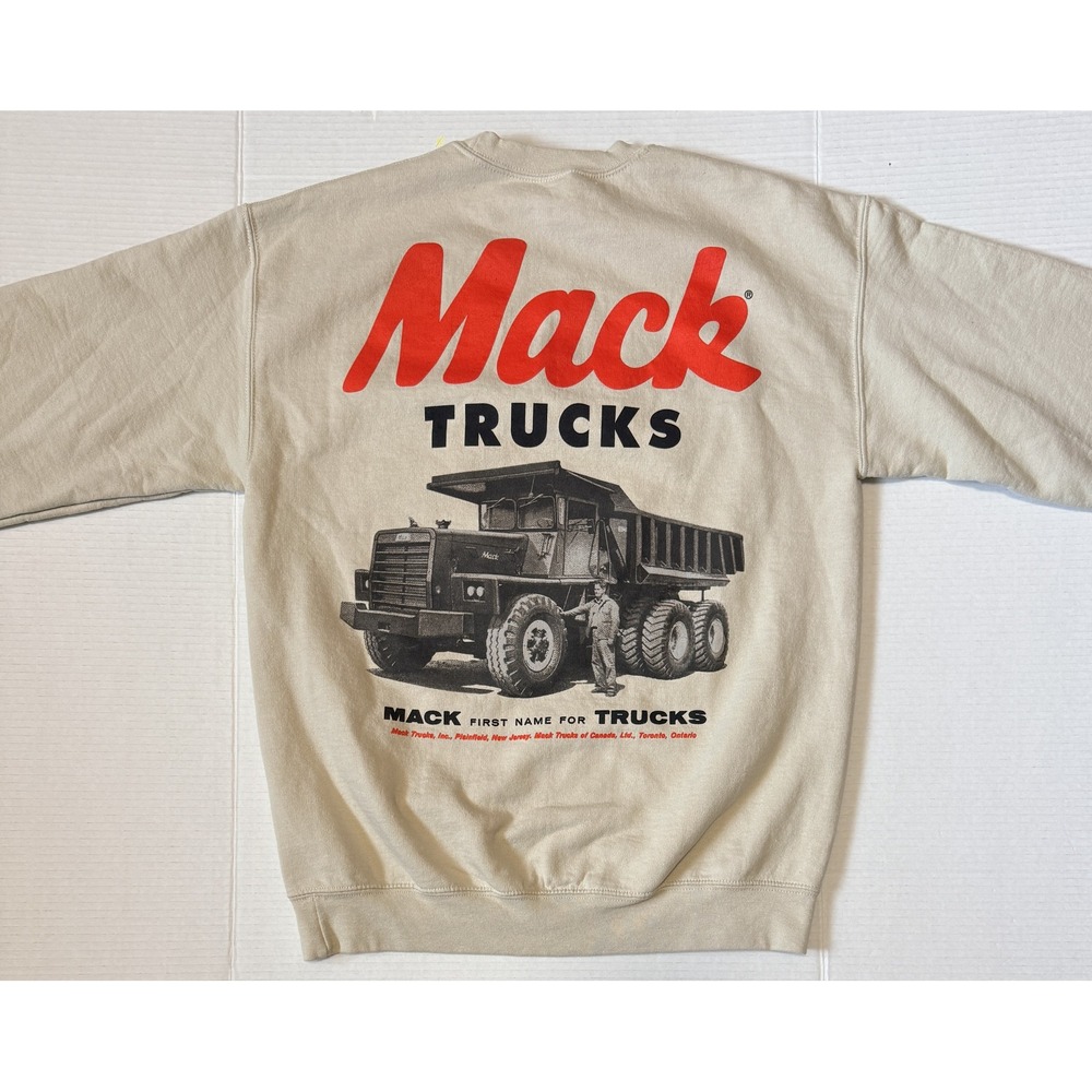 MACK TRUCKS - Men's Sweatshirt - Crewneck Vintage Style Dump Truck - Medium